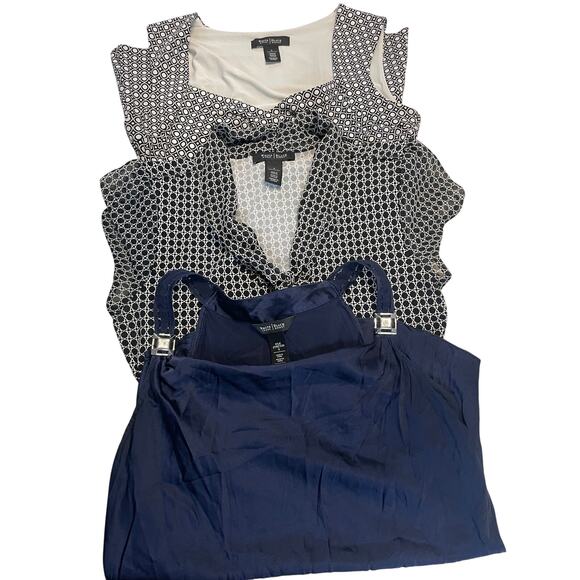 WHBM Bundle – 3 Women’s Tops Size Small – Black/White + Navy – EUC - Picture 2 of 8